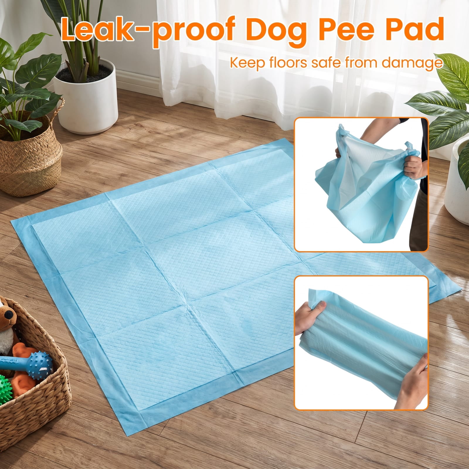 Vebreda Puppy Pads 36 x 36 Inch, 100 Count, 6-Layer Super Absorbent Dog Pee Pads, Leakproof Potty Training Pads for All Dog Sizes, Blue