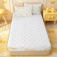 thumbnail image 4 of Erosebridal Watercolor Bow Zipper Queen Comforter Set with Fitted Sheet and 2 Pillowcases,Striped Dot Zipper Bedding Set,Warm Yellow,4 Pieces,Reversible, 4 of 6