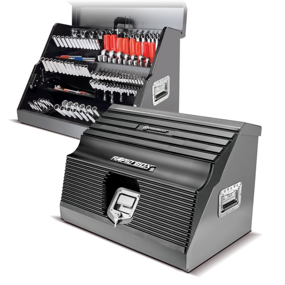 Powerbuilt 26 Inch Rapid Box Portable Slant Front Tool Box - Gray - 240111