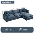 thumbnail image 5 of QuzyAor 102" Chenille Modular Sectional Sofa, L Shaped Cloud Couch with Movable Ottoman, DIY Comfy Couch for Living Room, Blue, 5 of 9