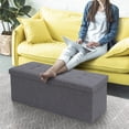 thumbnail image 2 of ZENY 43.3 Inches Folding Storage Ottoman Bench Storage Chest Foot Rest Stool Bed End Bench with Foam Padded Seat, Holds up to 660 lb, Gray, 2 of 9