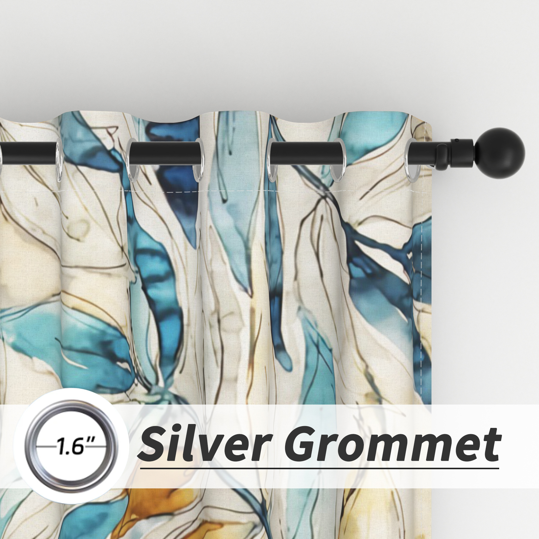 Lfeey Watercolor Leaves Print Blackout Curtains 84 in Long, Window Drape for Bedroom Living Room, 2 Panels