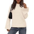 thumbnail image 1 of Women'S Long Sleeve Ribbed Knit Loose Pullover Sweater Tops Fuzzy Knit Casual Chunky Fall Outfits Clothes Beige S, 1 of 9