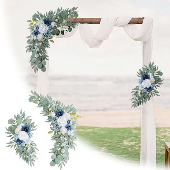 Elegant Wedding Floral Arrangement Set with Roses and Ribbons for Decorative Garland Displays