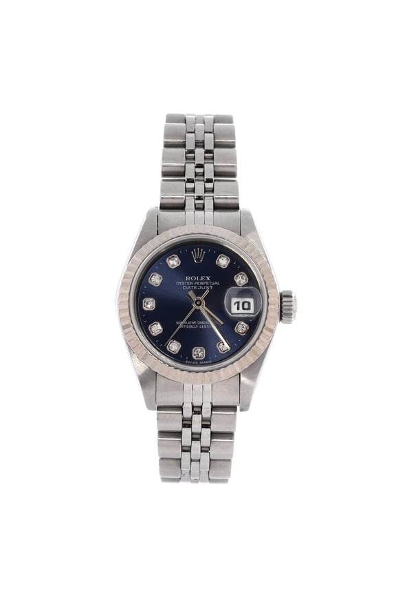 Pre-Owned Oyster Perpetual Datejust Automatic Watch Stainless Steel and White Gold with Diamond Markers 26 By Rebag