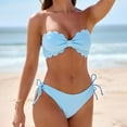 thumbnail image 2 of FhsagQ Swimsuit Sets for Women Plus Size Women's Ruffled Edge Bandeau Bikini Set With Removable Straps Two Piece Swimsuit for Beach and Pool Swimsuit Sets for Women Crotchless Two Piece Blue XS, 2 of 5