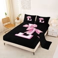 thumbnail image 2 of Erosebridal Cute Coquette Bows Bed Sheets,Girls Pink Bowknot L Alphabet King Sheets For Kids 4 Pieces, 2 of 6