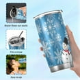 thumbnail image 4 of Christmas Tumbler Blue Snowflake Snowman Insulated Coffee Cup Back to School Beverage Container Office Travel Mug with Straw and Lid 20oz Holiday New Year Gift, 4 of 5