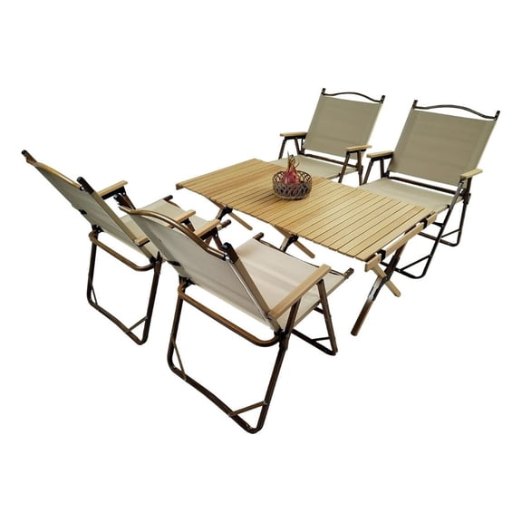 Mesa De Camping Con Juego 4 Sillas Exterior Jardín Practiksa