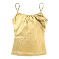 thumbnail image 3 of Aiihoo Women's Wet Look Metallic Tank Tops Spaghetti Straps Camisole Slim Vest Shirt Hip Hop Dancewear Gold L, 3 of 5