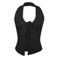 thumbnail image 3 of Women Halter Neck 3D Floral Rib-Knit Top Tank Y2k Sleeveless Backless Open Front Slim Fit Sweater Vest, 3 of 10