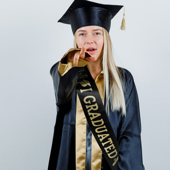 ELAYARD Bachelor Sash For Class Of 2025 Black Cloth Party Decoration For Women Graduates