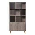 thumbnail image 5 of Canddidliike 67" Modern Bookcase, Wooden Bookshelf with 2 Doors & 6 Compartments - Oak, 5 of 10