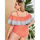 thumbnail image 4 of Tallas grandes Impresión floral flotada de traje de baño de una sola pieza Rosegal Blusas Tallas Grandes, 4 of 5