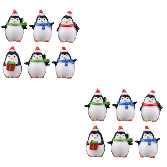 Set of 2 Christmas Penguin Ornaments Mini Dollhouse Decorations
