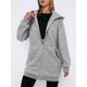 thumbnail image 4 of Sudadera con Capucha y Cremallera para Mujer, Estilo Oversize, de Forro , Larga, Informal, para Otoño, con Bolsillo Gris XXL, 4 of 9