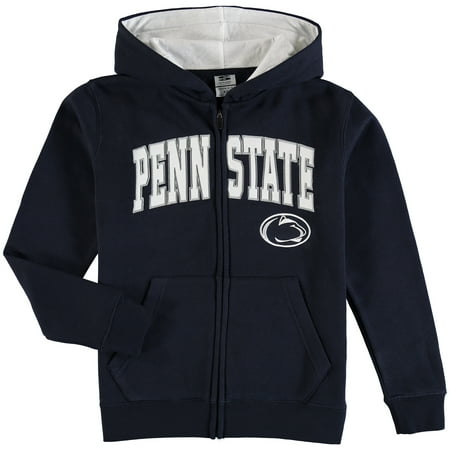 Arched Logo Zip - Penn State Nittany Lions Youth Applique Arch & Logo Full-Zip Hoodie - Navy