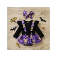 thumbnail image 2 of Franhais Infant Girls Romper and Headdress, Halloween Pumpkin and Bat Printing Long Sleeve Jumpsuit, 2 of 9