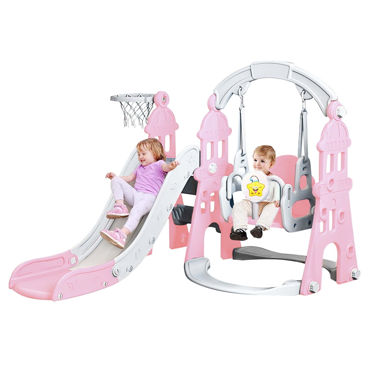 Toddler Swing and Slide Set with Climber, 4 in 1 Kids Playground