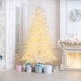 thumbnail image 3 of Gymax 6 FT Pre-Lit Artificial Christmas Tree White Hinged Xmas Tree w/ 383 Snow-Flocked Tips, 3 of 10