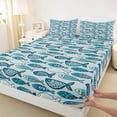 thumbnail image 4 of jejeloiu Watercolor Fish Print Bed Sheets,Coastal Pattern Full Size Sheets For Boys,Blue White,4pcs,1 Flat Sheet, 1 Fitted Sheet and 2 Pillowcases, 4 of 6