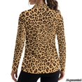thumbnail image 2 of Jeiento Long Sleeve Women's Golf Shirts, Leopard Print Retro Sports Tops, V Neck Moisture Wicking Quick Dry Sun Protection Top for Court Practice and Outdoor Travel, 2 of 7