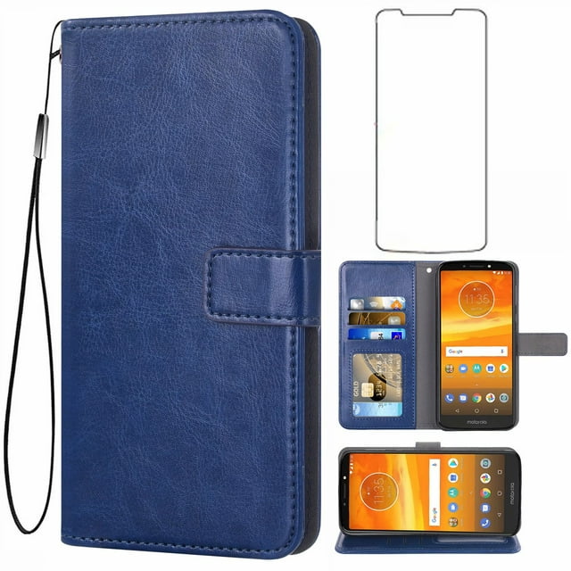 Protective Film for Motorola Moto-E5-Plus Case, Premium Wallet Cover, Stand Flip Phone Case