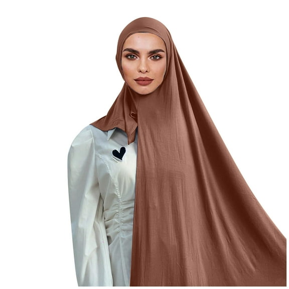 NOKIO Head Scarf Solid Color Long Scarf Wrap Scarves Cotton Scarf For Women Fashion Muslim Nikab Women Burka Overhead Jilbab Long Hijab Abaya Khimar
