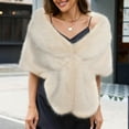 thumbnail image 6 of QSAWXQZ Faux Fur Shrug for Women Soft Fluffy Open Front Shawl Wrap for Evening Dresses and Weddings Beige Free Size, 6 of 6