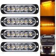 thumbnail image 1 of 4 Pack - Ultra Thin Amber 6 LED Strobe Light - LED Light Bar Mini Emergency Light Bar 12V-24V for Universal Vehicle or Truck, 1 of 1