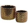 thumbnail image 2 of Benzara BM179439 Ceramic Round Vase with Honeycomb Pattern&#44; Copper - Set of 2 - 5 x 6.25 x 6.25 in., 2 of 2