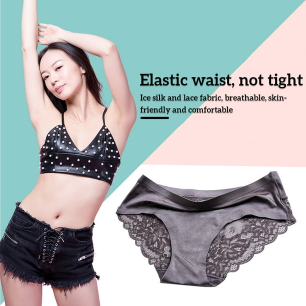 Women Lace Edge Panty Breathable Elastic Waist Band Girl 1; 2; 3; Moisture  Wicking Briefs Underwear 