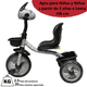 thumbnail image 5 of Triciclo para Niños Torreta con Luz y Sonido Ruedas de Eva Apto a partir de 2 Años Soporta hasta 20 kg - Gris, 5 of 6