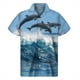 thumbnail image 3 of Camisa hawaiana con estampado 3D de delfines y dibujos animados para hombre, camisetas de manga corta a la moda Harajuku, blusa con botones, 3 of 5
