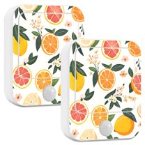 Yayeee 2-Pack Plug in LED Night Lights with Light Sensors Motion Detectors, Orange Slices