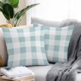 thumbnail image 2 of Aqua White Buffalo Check Throw Pillow Covers 18x18 Inch Set of 2, Farmhouse Plaid Modern Geometric Waterproof Outdoor Pillow Covers, Decorative Cushion Pillowcases for Couch, Sofa, Bed, Garden, Patio, 2 of 9