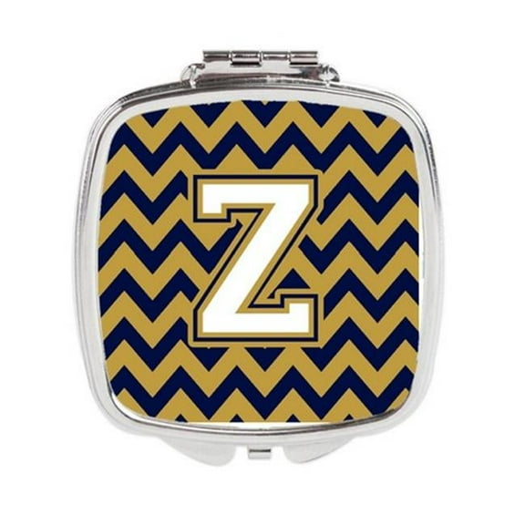 Carolines Treasures Letter Z Chevron Navy Blue & Gold Compact Mirror - Navy Blue & Gold - 3in. H x 0.3in. W x 2.75in. L - 0.15 lbs