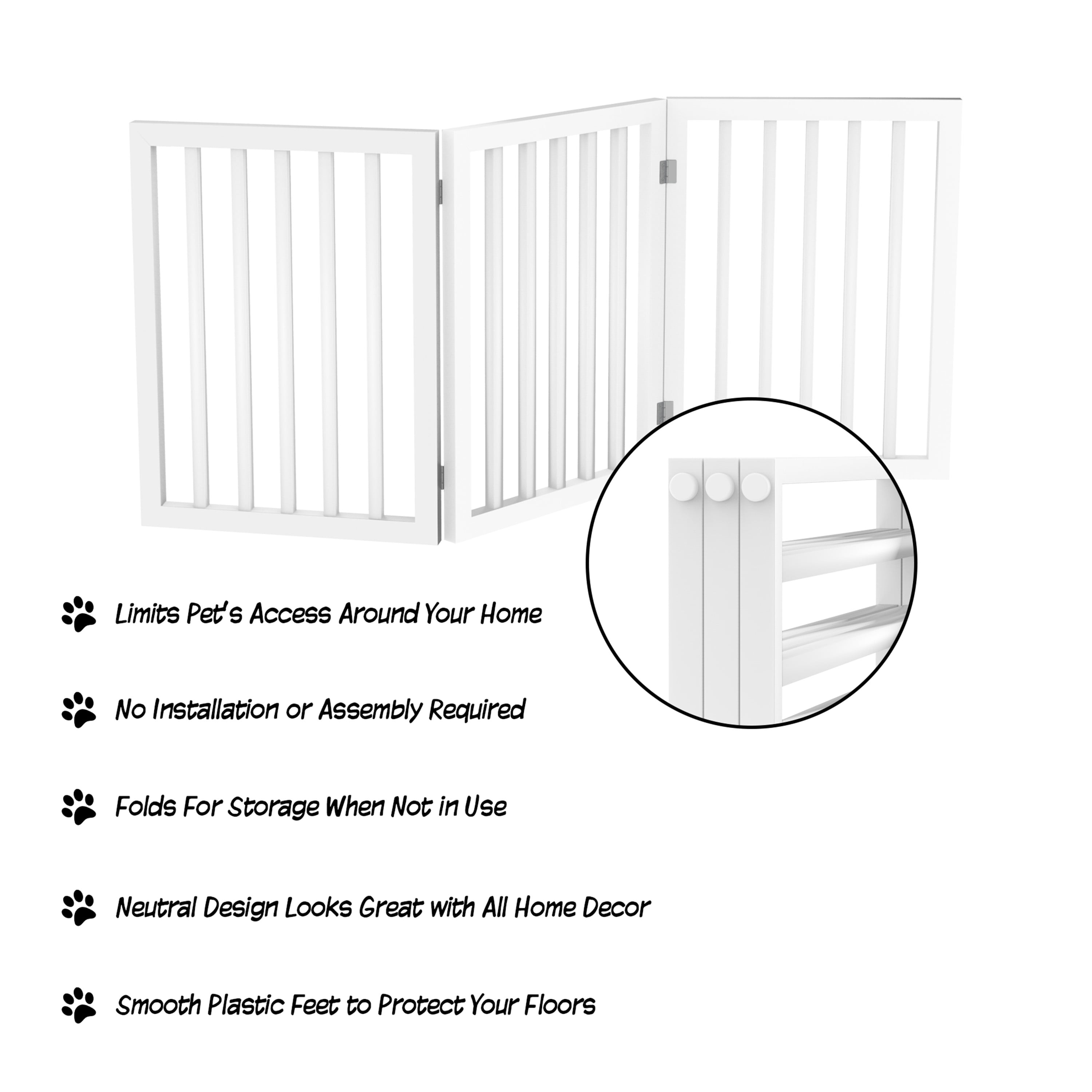 PETMAKER 3-Panel Indoor Foldable Pet Gate for Stairs or Doorways (White)