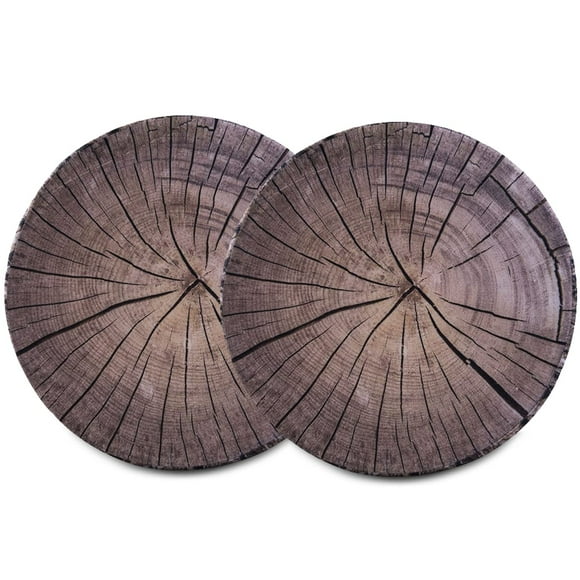 HYSEAS Decorative Round Throw Pillow 3D Digital Print Comfortable Kids Funny Cute Wood Log Forest Decor Seat Cushion for Home Couch Sofa Bedroom Living Room Dark Gray Stump 2 Pack