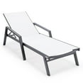 thumbnail image 2 of LeisureMod Marlin Patio Chaise Lounge Aluminum Black Arms Set of 2 White, 2 of 10