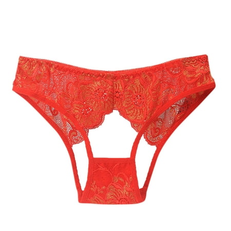 

Baqcunre Women s Sexy Lace Edge Breathable Match Color Hollow Out Buttock Exposed Underwear Sexy Lingerie Sexy Underwear for Women Panties for Women Womens Underwear Red One Size