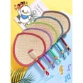 thumbnail image 5 of Abanico tejido a mano, abanico de paja de trigo de verano, abanico grande de hojas de espadaña, abanico antiguo de verano con manivela, repelente de mosquitos para bebés, abanico envolvente de colores, 5 of 5