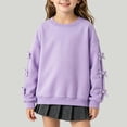thumbnail image 2 of mgoYE Sweatshirts for Girls Fall Tops Long Sleeve Fashion Pullover Side Slit Clothing(Purple,5-6 Years), 2 of 8