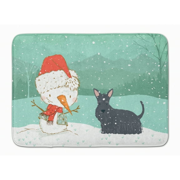 Scottish Terrier Snowman Christmas Machine Washable Memory Foam Mat