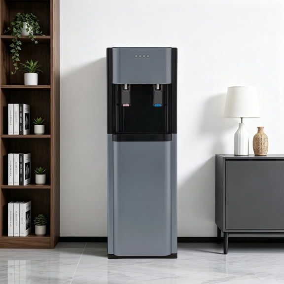 Bottom Loading Water Cooler Dispenser, Water Dispenser with Heating and Cooling Functions, for Home, Office (Dark Gray)