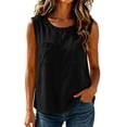 thumbnail image 2 of Gamivast Sleeveless Tank Tops for Women Crewneck Shirts with Chest Pockets Casual Loose Fit Summer Blouses Basic Solid Color Tunic Tees for Daily Office Business Wear Black S, 2 of 8