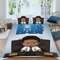 thumbnail image 2 of Bebé Jefe: Niño Africano Conjunto de sábanas temático, trío de piezas, cómodo y amigable con la piel, diseño único, regalo de decoración para el hogar para familiares, amigos y fans,140X210cm, 2 of 6