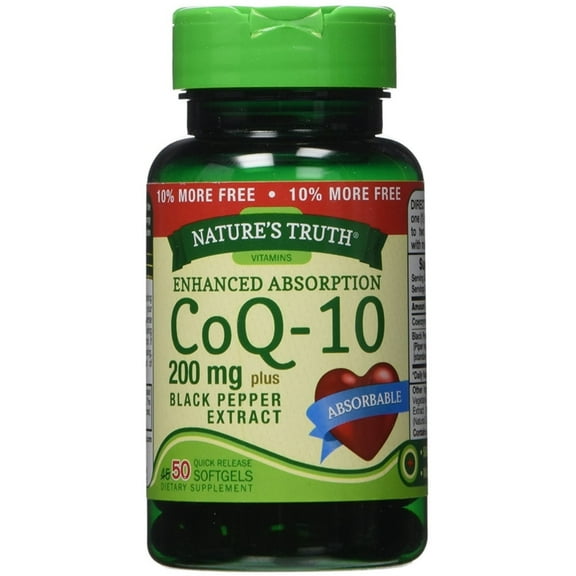 Nature's Truth Enhanced Absorption CoQ10 200 mg Softgels 50 ea (Pack of 2)