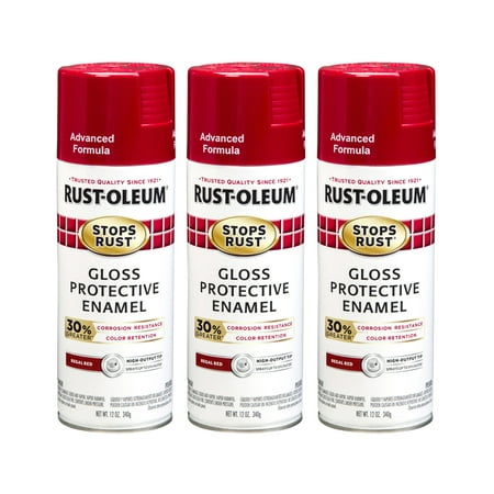 (3 Pack) Rust-Oleum Stops Rust Advanced Gloss Regal Red Protective Enamel Spray Paint, 12 (Best Way To Stop Rust)