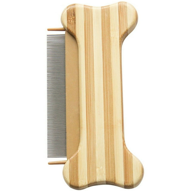 Pet Hair Comb Natural Bamboo Dog Bone Pet Flea Remover Comb Dog Grooming Tool